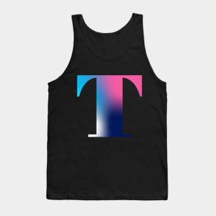 Capital Letter T Monogram Gradient Pink Blue White Tank Top